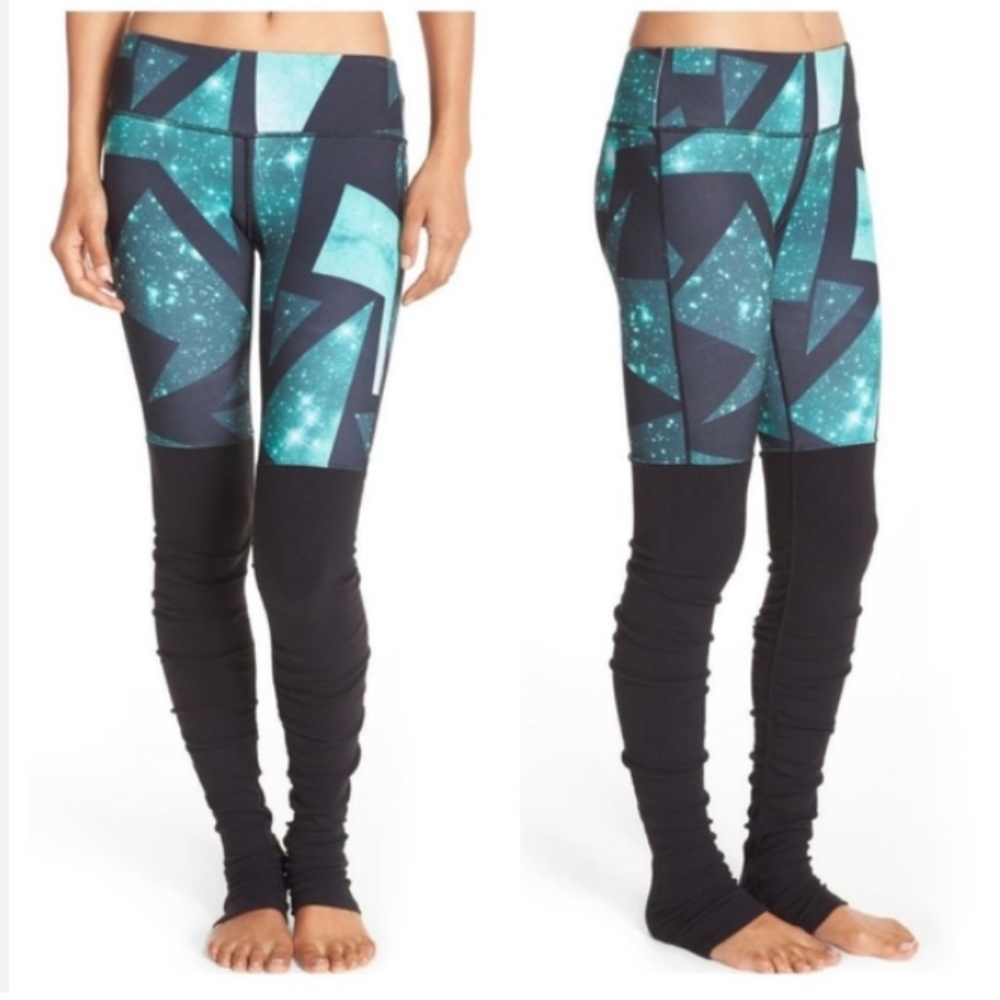 ALO YOGA Goddess Galaxy Print Leggings Green Black Size XS